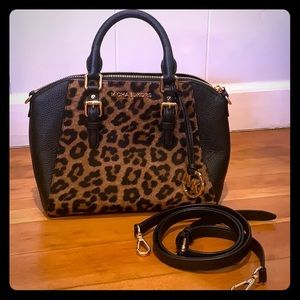 Michael Kors Ciara Haircalf Leopard Purse Bag